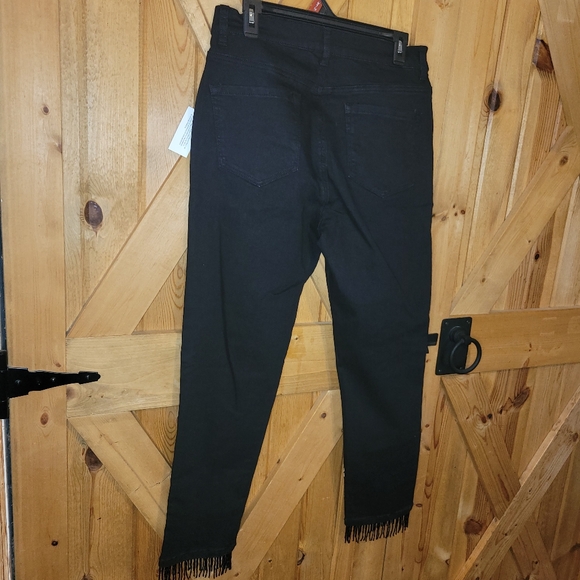 HSN Diane Gilman  Skinny BLACK JEAN DG2 Floral Embroidery Bead Fringe size 1 New - Picture 5 of 8